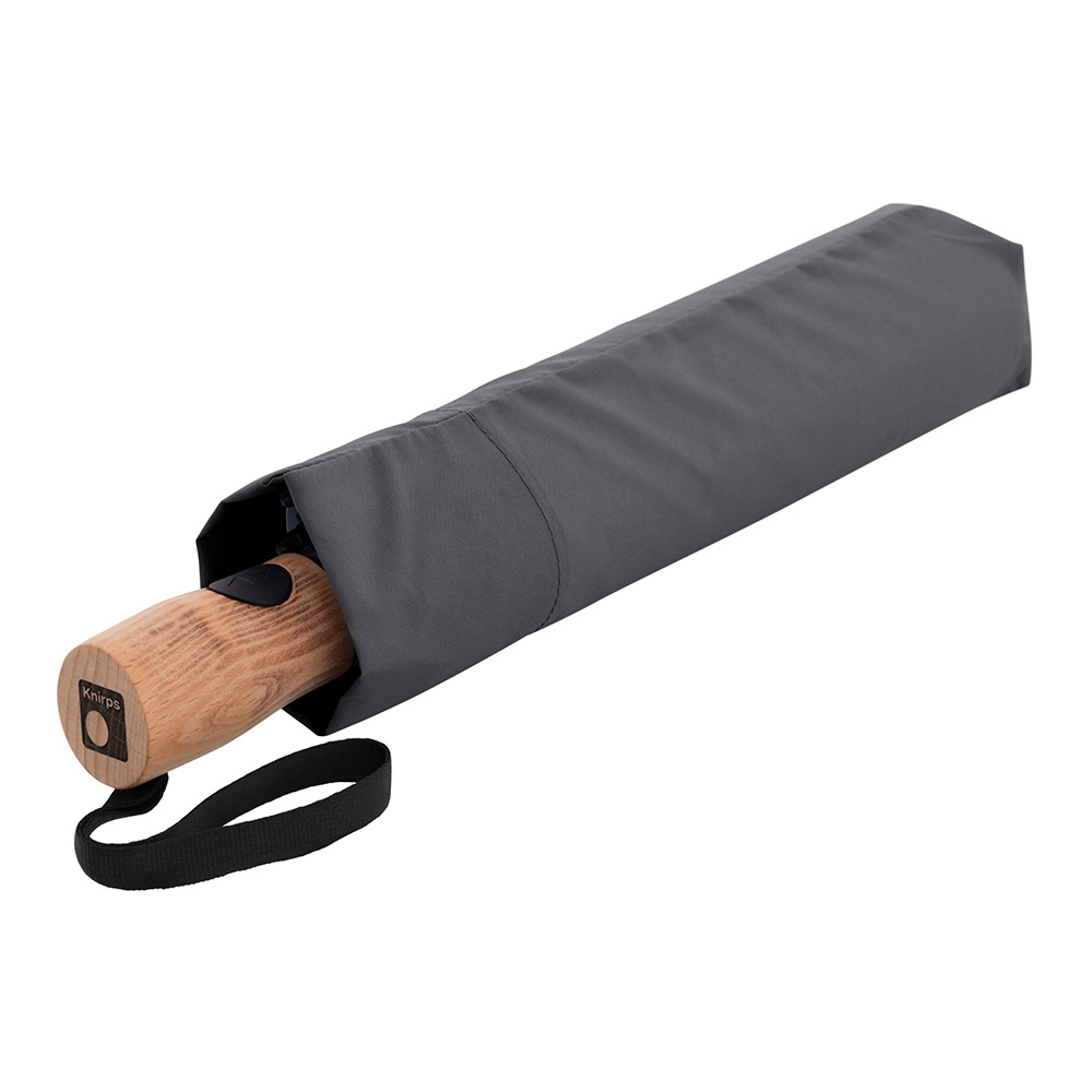 Knirps® Timber Duomatic Taschenschirm Dunkelgrau