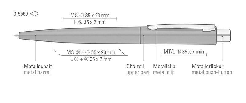 Druckflächen UMA Kugelschreiber Lumos